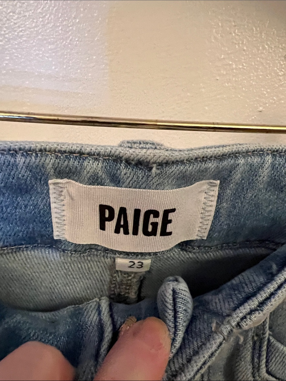 PAIGE Light Blue Denim Jeans with Branded Waist Label - Picture 2 of 4